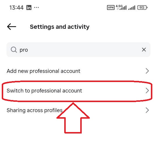   تصویر ۱ - مسیر تبدیل حساب به Professional